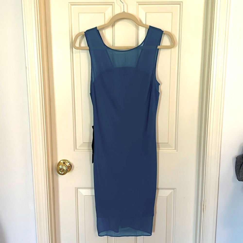 Blue Bebe body con dress size XS. NWT